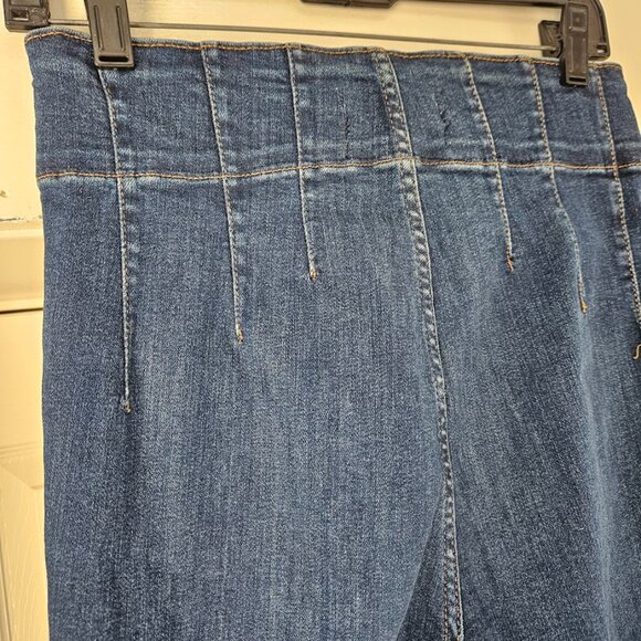 Free People We The Jayde High Waisted Western Boho Dark Wash Blue Flare Jeans 28 - Picture 9 of 13